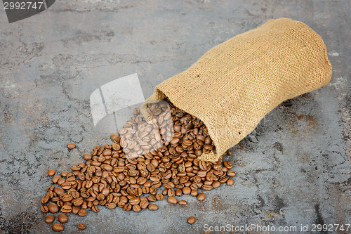 Image of Coffee beans spilled out of the sack