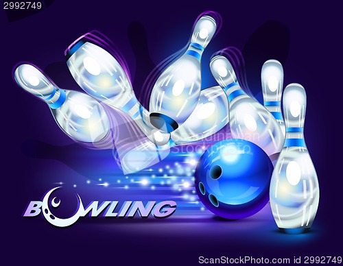 Image of Bowling game over blue