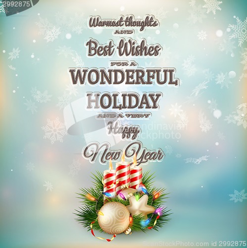 Image of Candles and Christmas ornaments. EPS 10