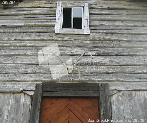 Image of Front wall of 19th century Norwegian stabbur