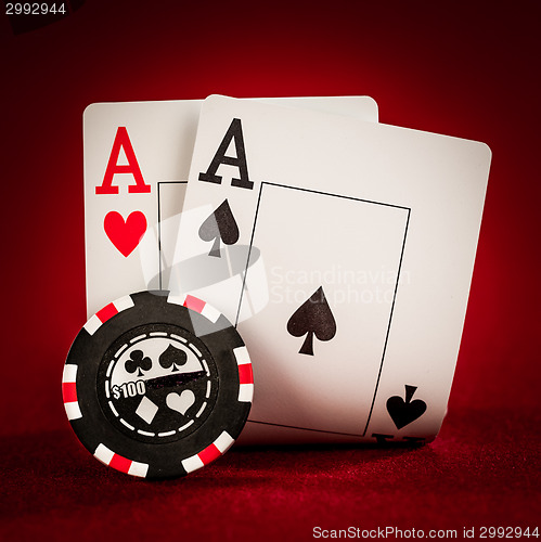 Image of chips and two aces