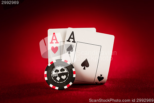 Image of chips and two aces