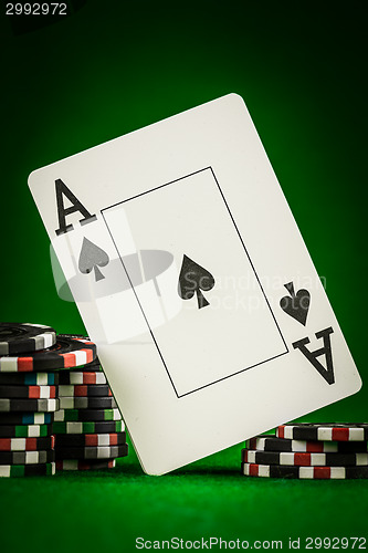 Image of chips and two aces