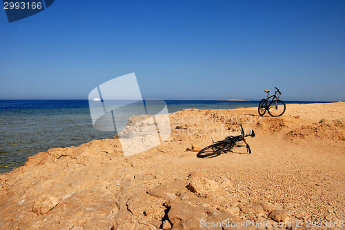 Image of Two bicycles on the seaside