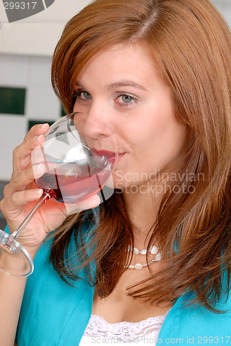 Image of Woman Drinking Wine