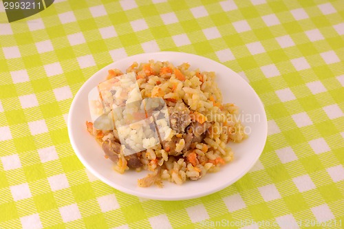 Image of Chinese cuisine - fried rice with meat