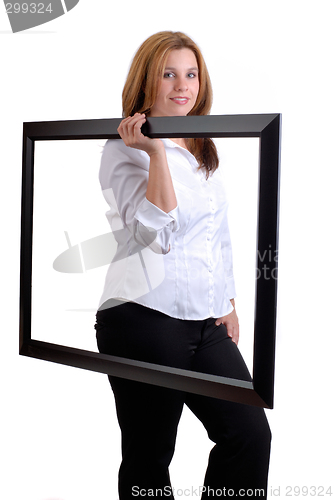 Image of Woman And PictureFrame
