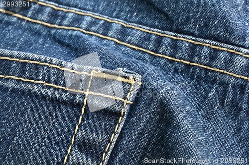 Image of Blue jeans pocket.