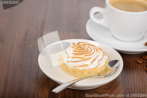 Image of Breakfast time with cake and coffee