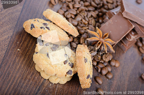 Image of Cookies, coffee beans and chocolate