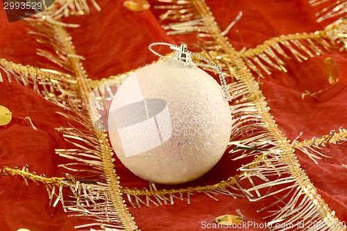 Image of Christmas background with white new year ball