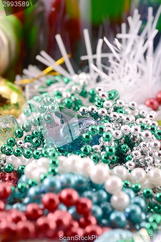 Image of christmas decoration with diamonds, new year decoration, close up