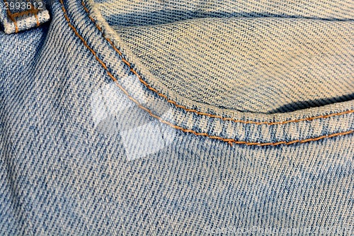 Image of Denim Pocket Closeup texture background of jeans and pockets