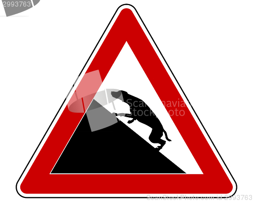 Image of Slope warning sign for dogs
