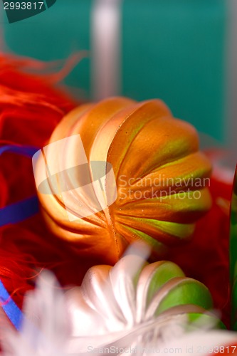 Image of golden beautiful christmas balls close up, new year