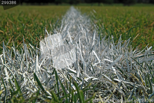 Image of Closeup of boundary line on a football field