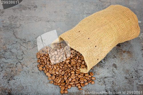 Image of Coffee beans spilled out of the bag