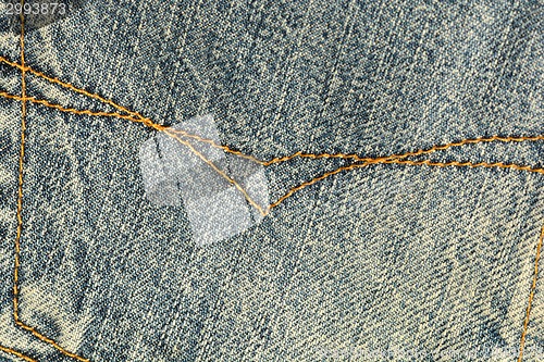 Image of Blue jeans pocket.