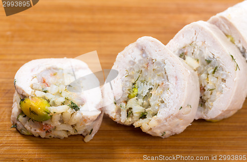 Image of Sliced stuffed chicken breast