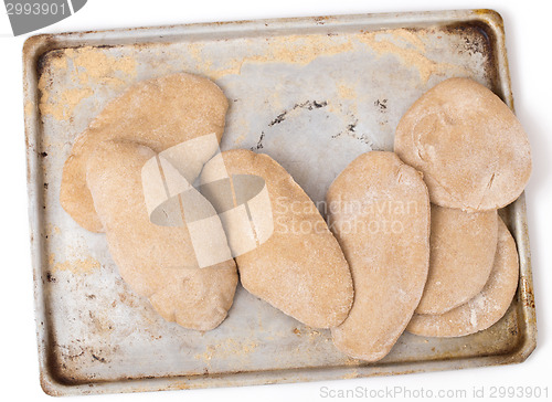 Image of Homemade Egyptian pita bread from above