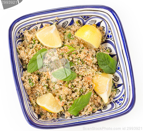 Image of Turkish bulgur salad or kisr from above