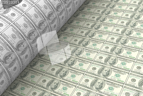 Image of printing US dollar banknotes