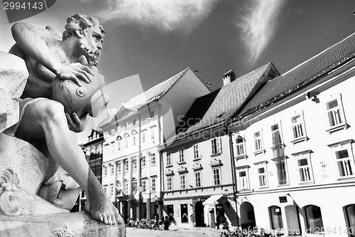 Image of Robba fountain in the center of Ljubljana, Slovenia.