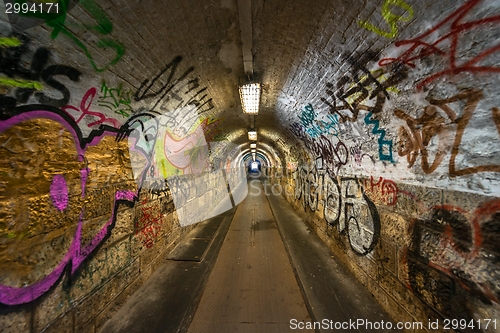 Image of Dark undergorund passage with light