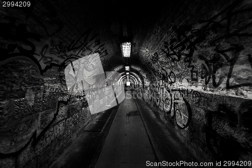 Image of Dark undergorund passage with light