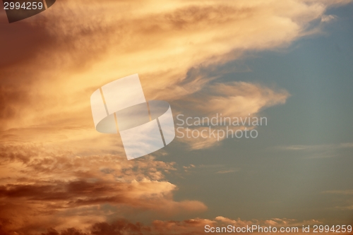 Image of Dramatic sky with beautiful sunset