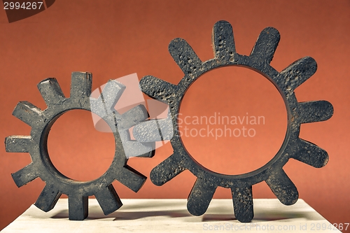 Image of Old gears on table