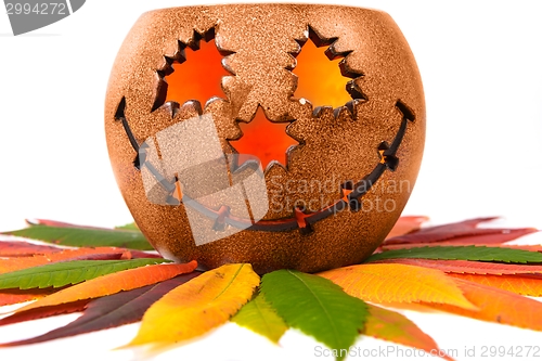 Image of Halloween pumpkin at white background