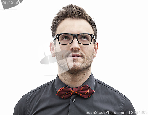 Image of Portrait of a Young Man Looking Up Left