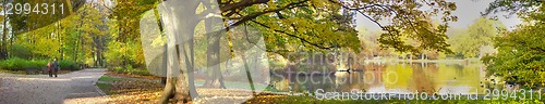 Image of autumnal pond in park