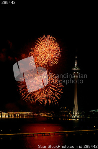 Image of Celebration of New Year with fireworks