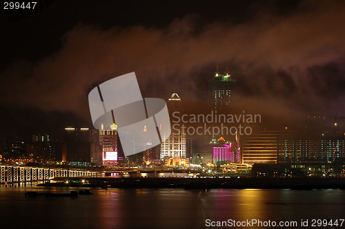 Image of Modern buildings under mist