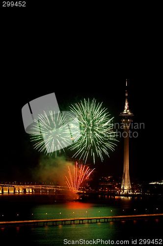 Image of Celebration of New Year with fireworks