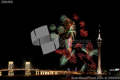 Image of Celebration of New Year with fireworks