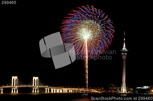 Image of Celebration of New Year with fireworks