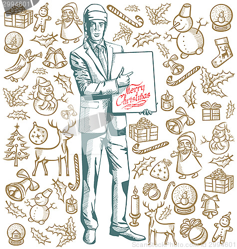Image of Christmas Card With Man