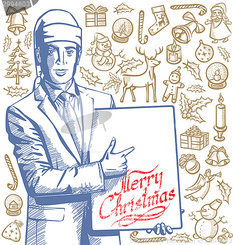 Image of Christmas Card With Man