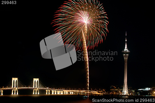 Image of Celebration of New Year with fireworks