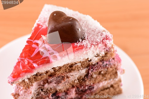 Image of chocolate cake with sweet chocolate heart