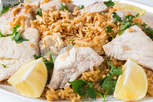 Image of Lebanese fish rice and nuts