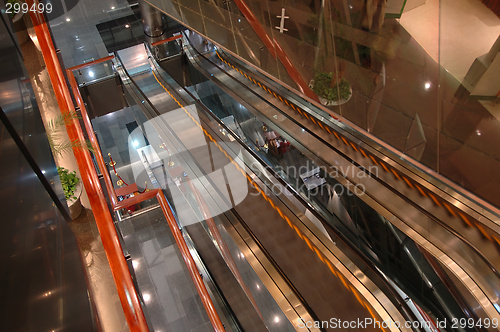 Image of The escalators in airport entertainment center