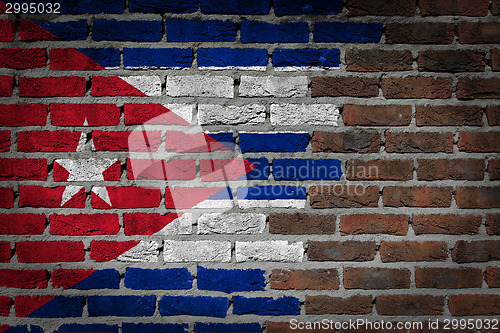 Image of Brick wall texture with flag