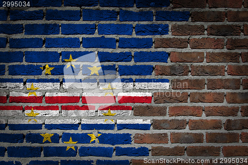 Image of Brick wall texture with flag