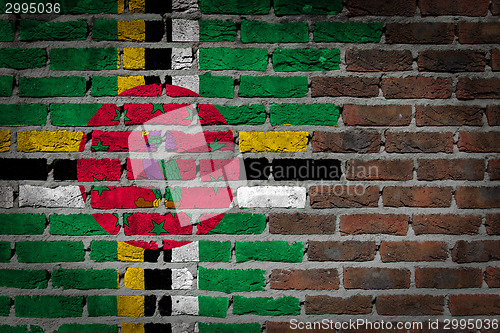 Image of Brick wall texture with flag