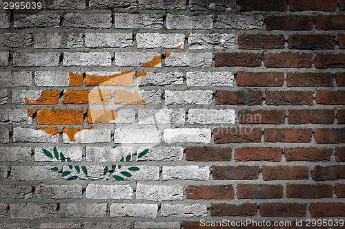 Image of Brick wall texture with flag