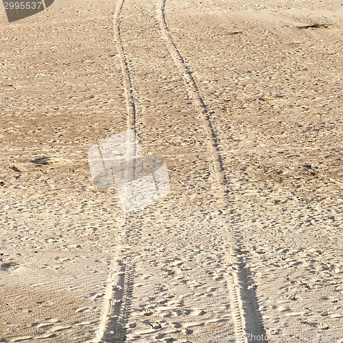 Image of tyre tracks on the sand